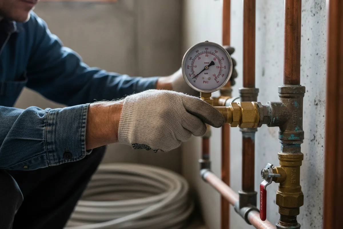 Pressure testing a repaired line during Water Line Repair in Jonesburg